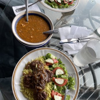 Abigail's Moroccan Cuisine - Saffron Rice with Kefta & Caramelized Onions and Moroccan Harira Soup - Moroccan Near Me - Alameda, California
