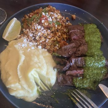 Havana - Chimuchurri steak with corn and smashed potatoes - Cuban Near Me - Walnut Creek, California Havana - Chimuchurri steak with corn and smashed potatoes - Cuban Near Me - Walnut Creek, California