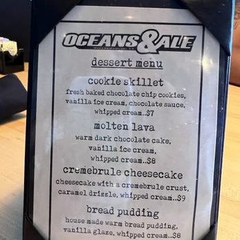 Oceans & Ale - Dessert menu - Seafood Near Me - Williamsburg, Virginia Oceans & Ale - Dessert menu - Seafood Near Me - Williamsburg, Virginia