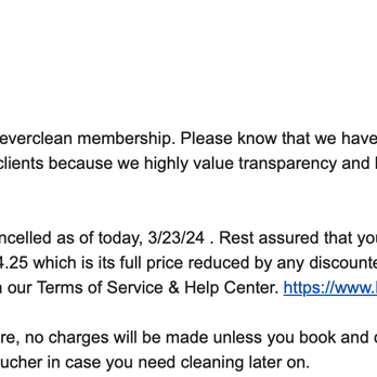 Homeaglow - The email they sent saying that they will not draft my card again.. Homeaglow is a total SCAM!!!! - Home Cleaning Near Me - Sanford, North Carolina