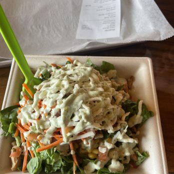 Diced- FIU - Build Your Bowl forbidden rice, chicken, black beans, carrots, Pico, lettuce, corn, mozzarella cheese and garlic cilantro sauce. - Salad Near Me - Miami, Florida