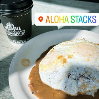 Aloha Stacks - Loco moco with corned beef hash - Pancakes Near Me - Cerritos, California