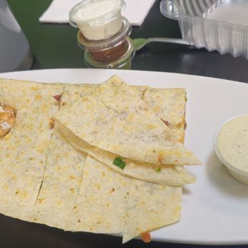 Lettuce Toss It - Pairing crispy quesadillas with creamy house dip, tangy fresh salsa, and fiery pickled jalapeños brings every bite to life! - American Near Me - Chino Hills, California