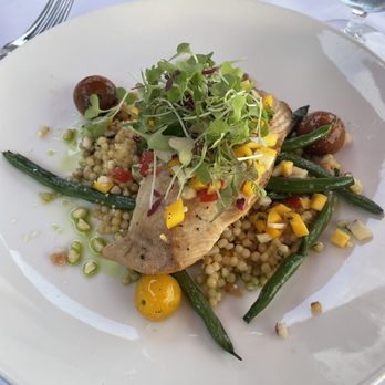 Fleetwood's on Front St - Monchong with a mango salsa, cous cous and green beans. - New American Near Me - Lahaina, Hawaii Fleetwood's on Front St - Monchong with a mango salsa, cous cous and green beans. - New American Near Me - Lahaina, Hawaii