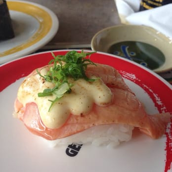 Genki Sushi - Garlic Salmon - Sushi Bars Near Me - Honolulu, Hawaii Genki Sushi - Garlic Salmon - Sushi Bars Near Me - Honolulu, Hawaii