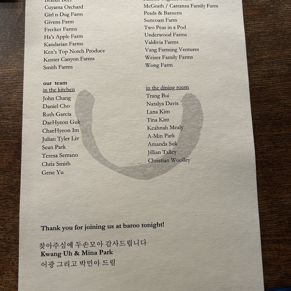 Baroo - The list of everyone involved in providing the food and service. - Korean Near Me - Los Angeles, California Baroo - The list of everyone involved in providing the food and service. - Korean Near Me - Los Angeles, California