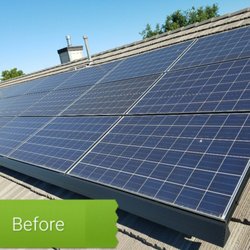 Priority Solar Cleaning - Before cleaning Jerry's solar panels. You can see the dust, dirt, and grime reducing the panels power output by 15%-20%.