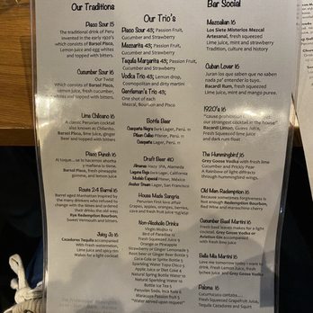 Parada - Drink menu - Peruvian Near Me - Walnut Creek, California Parada - Drink menu - Peruvian Near Me - Walnut Creek, California