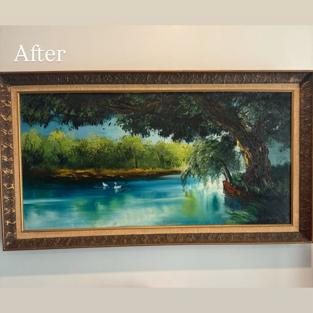 Flatsker Fine Art Restoration - After restoration - no sagging and rips all repaired! - Art Restoration Near Me - Burbank, California