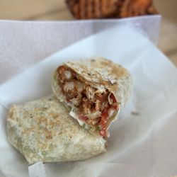 Doubles Beachside - The buffalo chicken wrap with sweet potato fries.