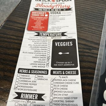 Brick & Spoon - Orange Beach - Build your own Bloody menu - Breakfast & Brunch Near Me - Orange Beach, Alabama