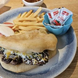 Francisca's - Fry bread burger was delicious with a green chile. Fries super hot.