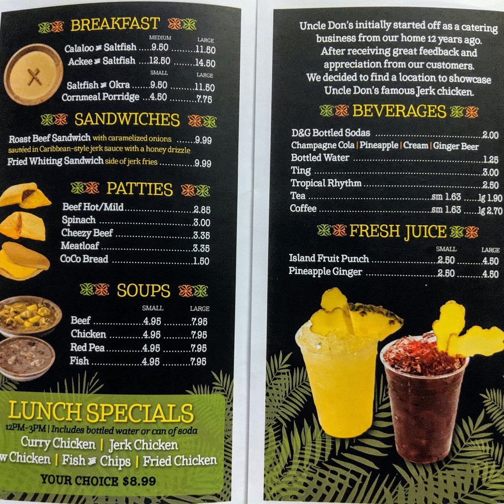 Uncle Don’s Kitchen - Menu 2 - Aug 2021 - Caribbean Near Me - Hicksville, New York Uncle Don’s Kitchen - Menu 2 - Aug 2021 - Caribbean Near Me - Hicksville, New York