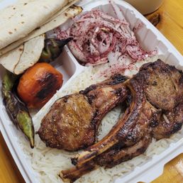 Kabob combo plate and a side of hummus Kabob combo plate and a side of hummus