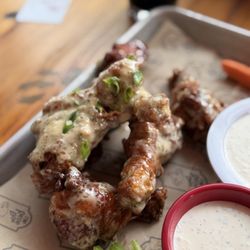 The Redd Dog - Garlic parm chicken wings. So good!