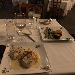 In front: swordfish special and Butternut Squash Risotto with Sage To the side: Cashew Encrusted Grouper, Smashed Potatoes, and asparagus. In front: swordfish special and Butternut Squash Risotto with Sage To the side: Cashew Encrusted Grouper, Smashed Potatoes, and asparagus.