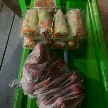Chaba’s Joy Cafe - Summer Rolls - The best I have ever had! So fresh and the sauce is delicious! (And the lychees she gave us) - Cafes Near Me - Kapaau, Hawaii