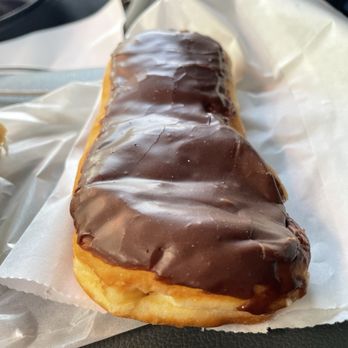Sara Donuts - Chocolate "Eclair" with Bavarian cream inside - Donuts Near Me - Duluth, Georgia Sara Donuts - Chocolate "Eclair" with Bavarian cream inside - Donuts Near Me - Duluth, Georgia