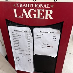 Steve's Food Mart - Breakfast taco menu