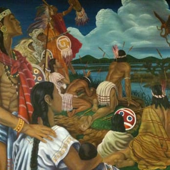 Mexico Restaurant - Small part of a large Aztec mural that fills the entire wall - Mexican Near Me - Des Plaines, Illinois