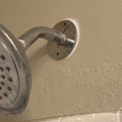 The Landings at Houston Levee - Broken plate behind shower