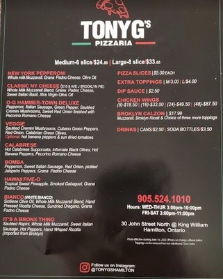 Menu photo 4 Tony G’s Pizzeria Hamilton, ON Menu photo 4 Tony G’s Pizzeria Hamilton, ON