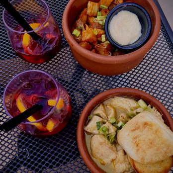 Basqueria - Red fruity sangria with Patatas Bravas Sautéed Chicken - Spanish Near Me - Tucson, Arizona