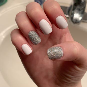 Nail Essence Salon & Spa - White and silver glitter dip nails - Nail Salons Near Me - Morton Grove, Illinois Nail Essence Salon & Spa - White and silver glitter dip nails - Nail Salons Near Me - Morton Grove, Illinois