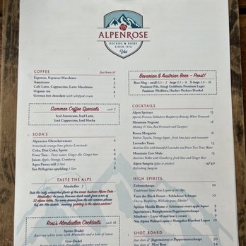 Alpenrose Vail - Menu - German Near Me - Vail, Colorado Alpenrose Vail - Menu - German Near Me - Vail, Colorado