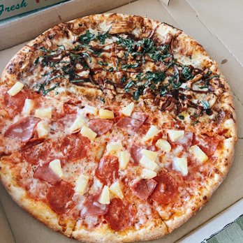 Ray's Pizza - Half BBQ Chicken, Half Hawaiian - Pizza Near Me - Irvine, California Ray's Pizza - Half BBQ Chicken, Half Hawaiian - Pizza Near Me - Irvine, California