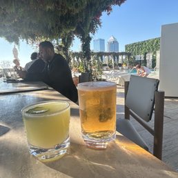 Cucumber gimlet and a Miller Lt Cucumber gimlet and a Miller Lt