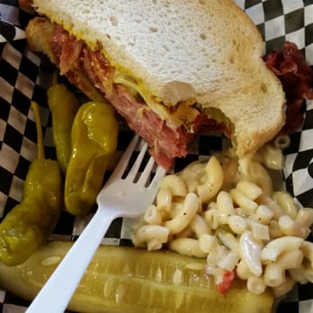 Uncle Henry's Deli - Big B pastrami and bacon swiss sandwich on sourdough with a full pickle and macaroni salad. - Delis Near Me - Downey, California Uncle Henry's Deli - Big B pastrami and bacon swiss sandwich on sourdough with a full pickle and macaroni salad. - Delis Near Me - Downey, California