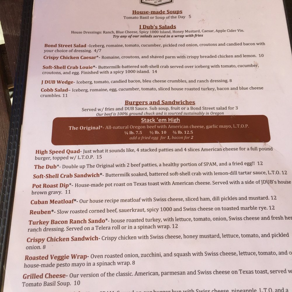 J DUB - Menu - Breakfast & Brunch Near Me - Bend, Oregon J DUB - Menu - Breakfast & Brunch Near Me - Bend, Oregon