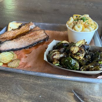 SMKD BBQ  - 1Meat combo with brisket, brussels sprouts, and mac n cheese. - American Near Me - Henderson, Nevada