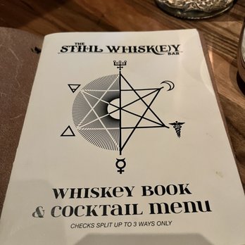 The Stihl Whiskey Bar - Front of menu - Whiskey Bars Near Me - Bend, Oregon