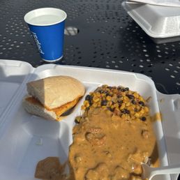 Bread, b+b (top half), Chili Cheese touffe with Crawfish (bottom half) Bread, b+b (top half), Chili Cheese touffe with Crawfish (bottom half)