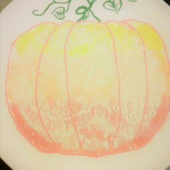 Petroglyph Ceramic Lounge - plate before photo. Lace technique for my pumpkin, multi-color. - Paint-Your-Own Pottery Near Me - San Jose, California Petroglyph Ceramic Lounge - plate before photo. Lace technique for my pumpkin, multi-color. - Paint-Your-Own Pottery Near Me - San Jose, California