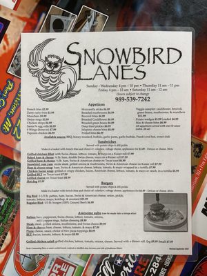 Menu photo 1 Snowbird Lanes Harrison, MI Menu photo 1 Snowbird Lanes Harrison, MI