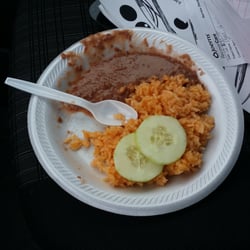 Tacos la Pasadita - Excelente rice and beans with cucumbers.