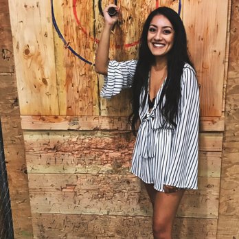 SoCal Axe - Temecula - First of my group (of 12) to stick the shovel. This is the "redo" because my group made me do it again and an even better stick! - Axe Throwing Near Me - Temecula, California