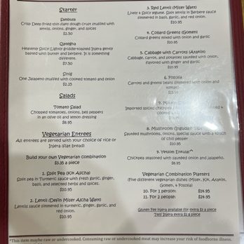 Manna Bistro - Menu - Ethiopian Near Me - Centreville, Virginia