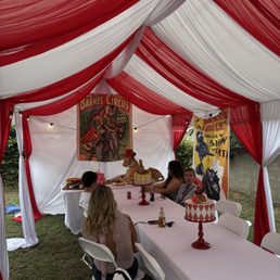 10x20 draped tent, 6ft tables and foldable plastic chairs 10x20 draped tent, 6ft tables and foldable plastic chairs