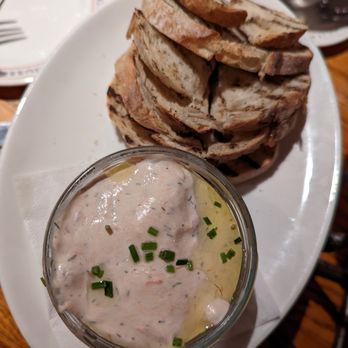 Glacier BrewHouse - Smoked Salmon Dip - Alder smoked Alaska sockeye salmon, Greek yogurt, lemon zest, capers, dill, w/ alder-grilled artisan bread, gherkins - American Near Me - Anchorage, Alaska