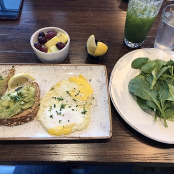 First Watch - Avocado Toast, Hardover Eggs, Spinach, Fruit & Kale Tonic - Breakfast & Brunch Near Me - Houston, Texas