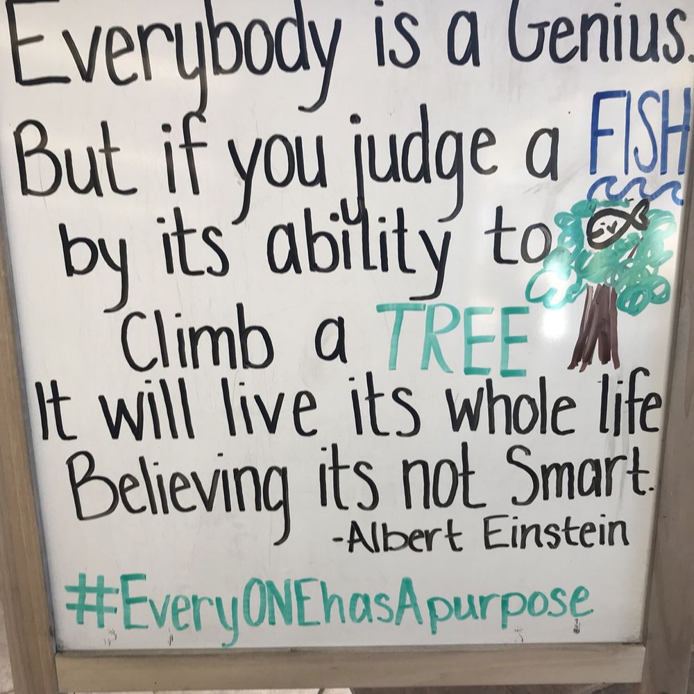 Weekly motivation sign at ZABS Place!