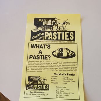 Marshall's Pasties - Cornish pasties info - Fast Food Near Me - Grass Valley, California Marshall's Pasties - Cornish pasties info - Fast Food Near Me - Grass Valley, California