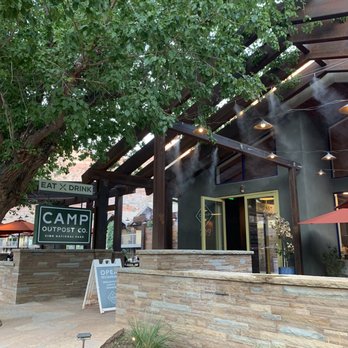 Camp Outpost - Outside front door and patio - New American Near Me - Springdale, Utah Camp Outpost - Outside front door and patio - New American Near Me - Springdale, Utah