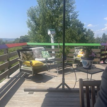 Rasta Ranch Vineyards - Deck seating shaded and not - Wineries Near Me - Hector, New York
