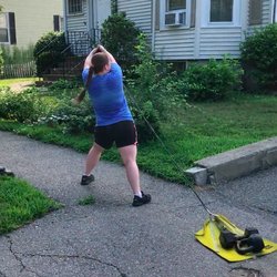 Golden Home Fitness - Our clients get after it no matter what! In a condo complex gym, in the backyard, inside the house, or on the sidewalk!