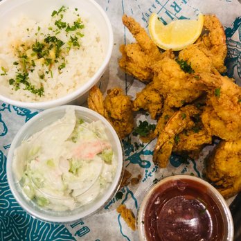Mr Shrimp - Fried shrimp with white rice and krab salad - Seafood Near Me - Lake Worth, Florida